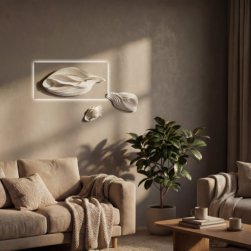 Lucida Handmade wall art painting by BEACON, 49x18.5cm, featuring intricate brushwork on canvas.