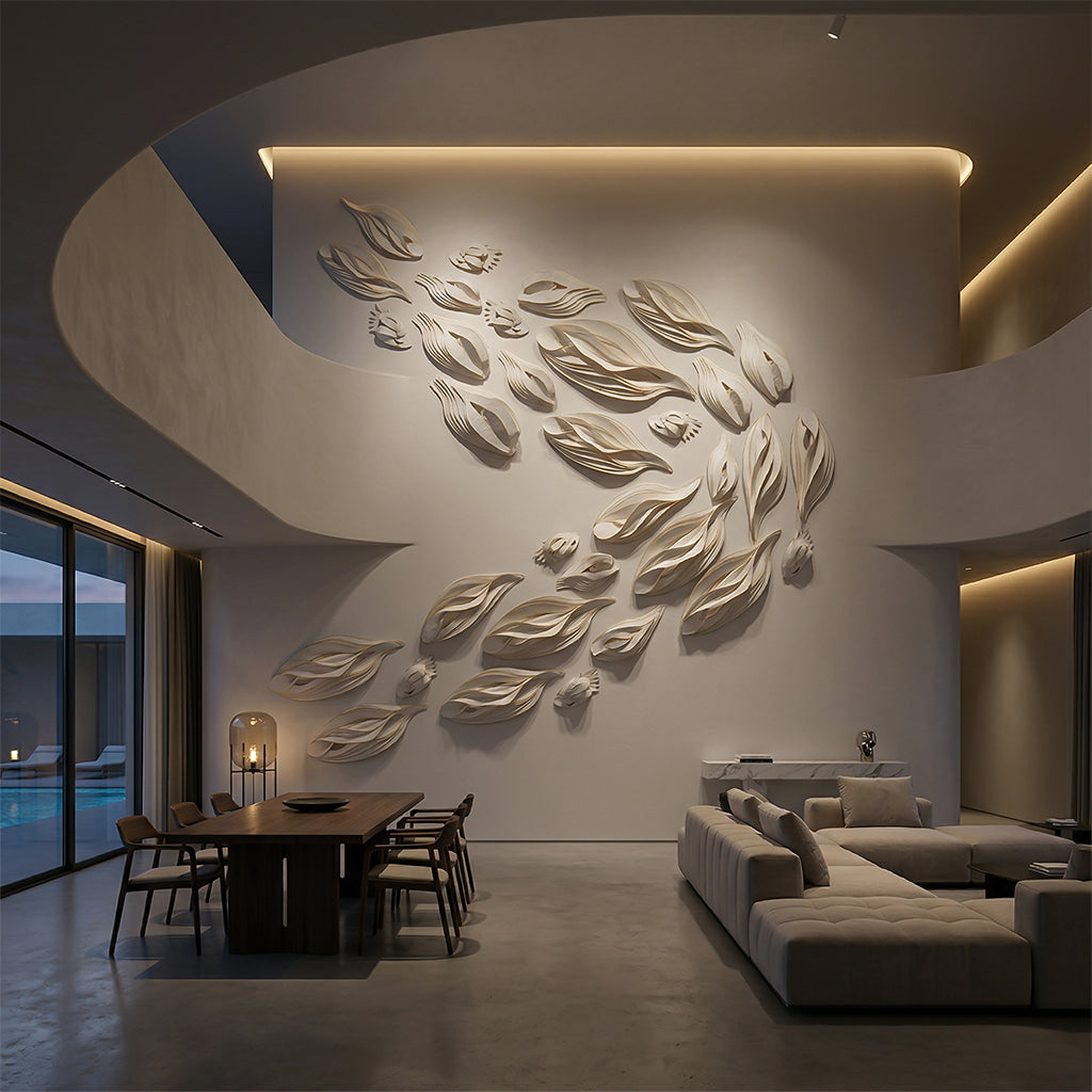 Handmade Lucida wall art painting by BEACON featuring abstract design, measuring 49x18.5cm, displayed on a wall.