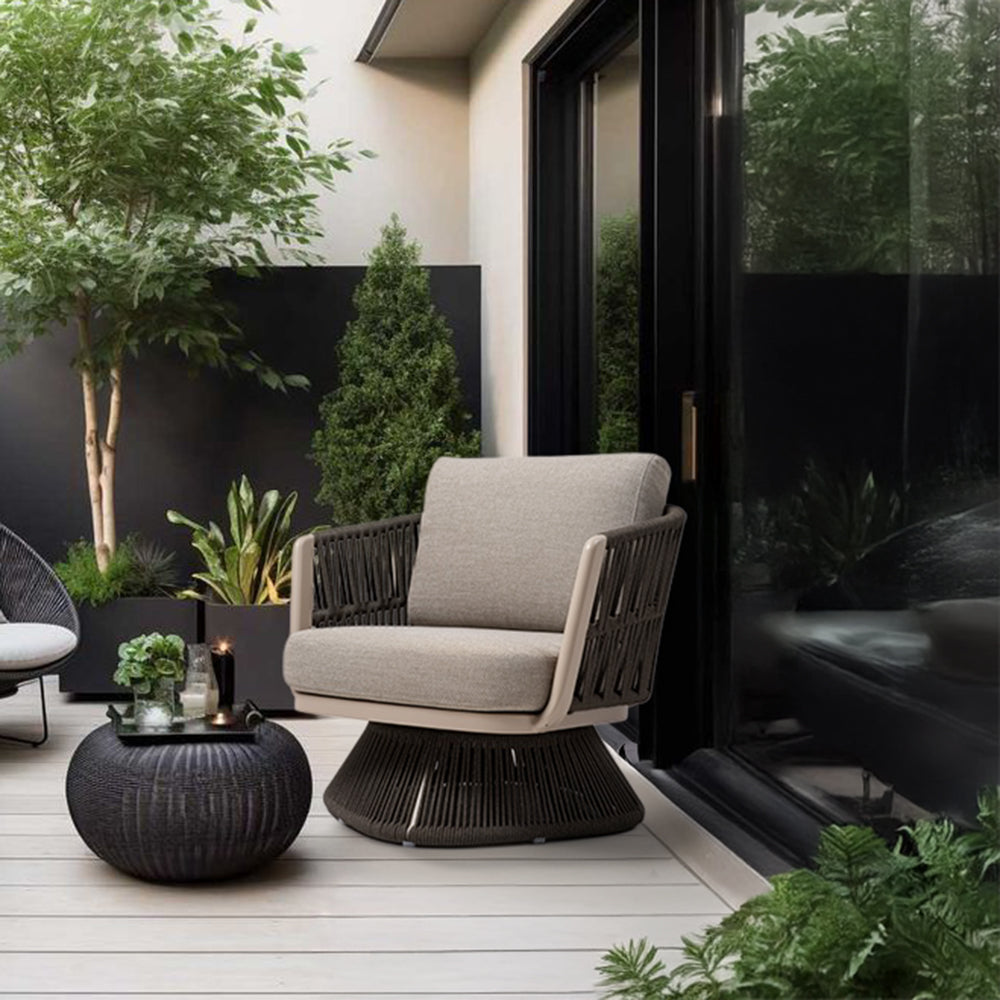 MARRAKECH SWIVEL LOUNGE ARMCHAIR W/SEAT AND BACK CUSHION - AC5879N94ROP - Armchairs - ebarza Furniture UAE | Shop Modern Furniture in Abu Dhabi & Dubai - مفروشات ايبازرا في الامارات | تسوق اثاث عصري وديكورات مميزة في دبي وابوظبي