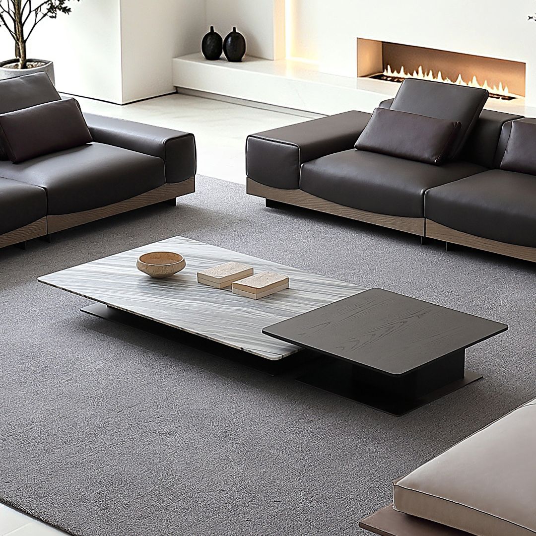 Manoor coffee table by Beacon, modern side table with sleek wooden finish, designed for living room decor.