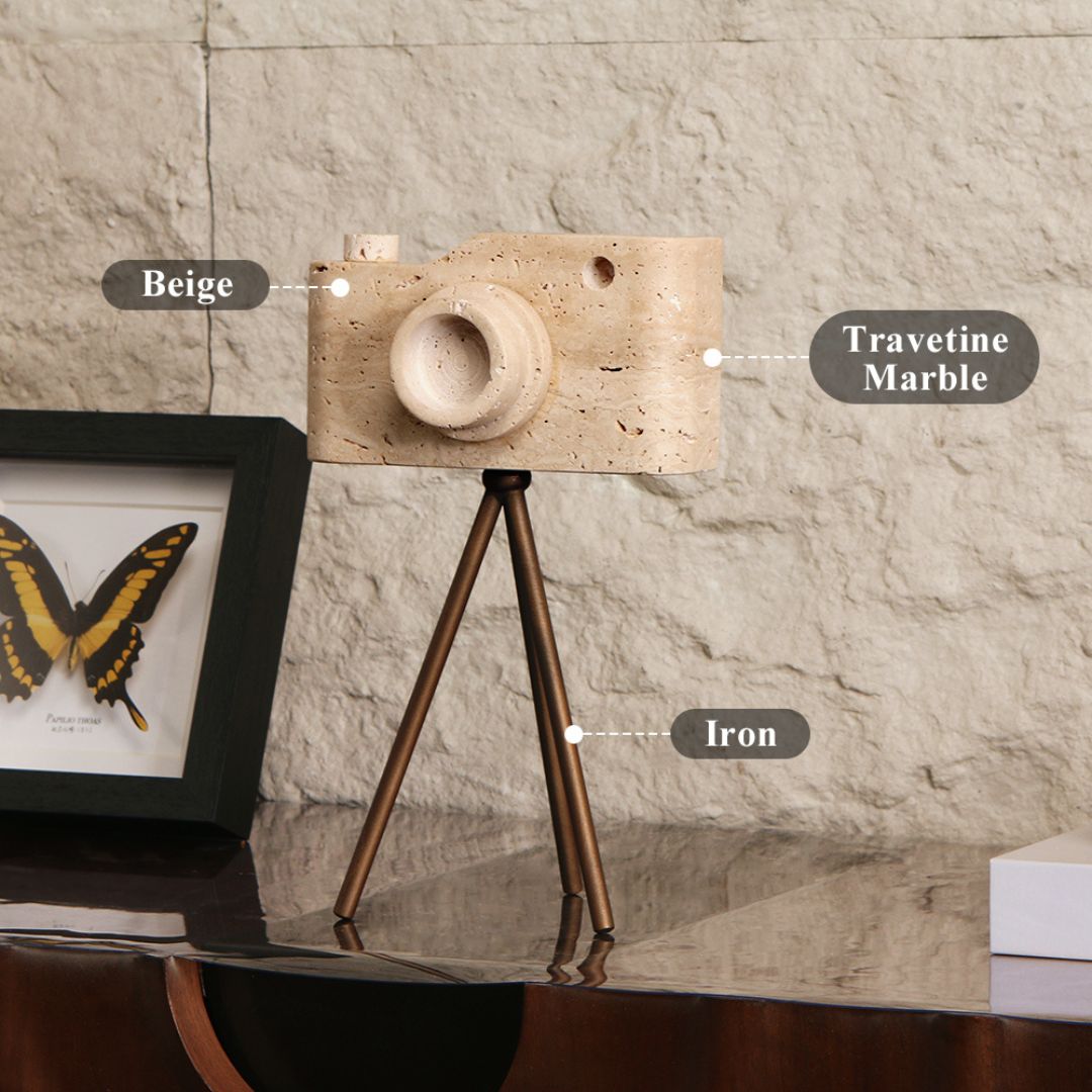Pre-order 15 Days Delivery Marble Camera Sculpture-L KA5090A - Home Decor Figurines - ebarza Furniture UAE | Shop Modern Furniture in Abu Dhabi & Dubai - مفروشات ايبازرا في الامارات | تسوق اثاث عصري وديكورات مميزة في دبي وابوظبي
