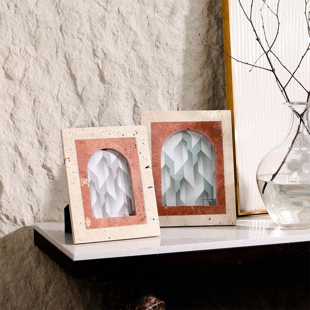 Marble Picture Frame-L - KM3004L - Home Decor Figurines - ebarza Furniture UAE | Shop Modern Furniture in Abu Dhabi & Dubai - مفروشات ايبازرا في الامارات | تسوق اثاث عصري وديكورات مميزة في دبي وابوظبي