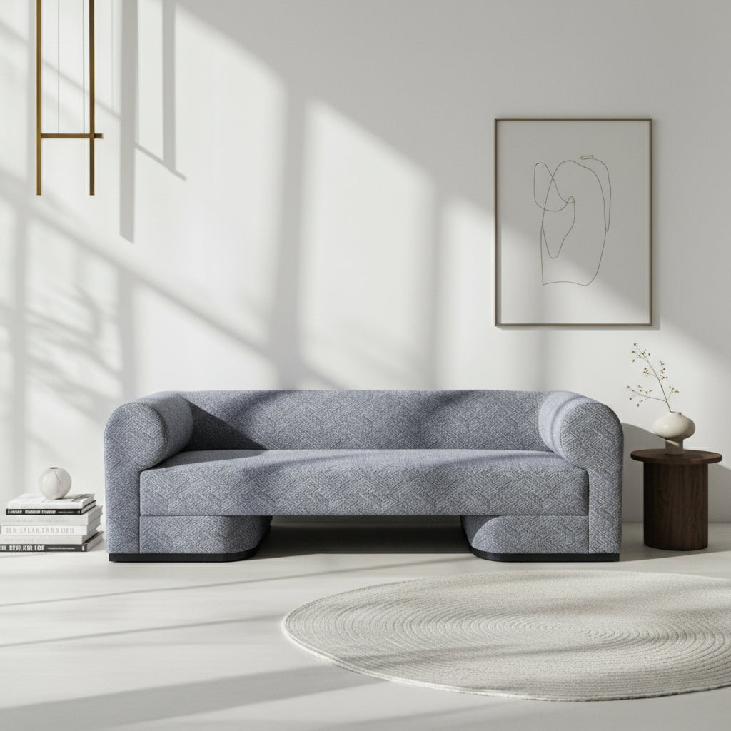 Modern Sofa With Black Oak Base - Gray 17045-03 - Sofas - ebarza Furniture UAE | Shop Modern Furniture in Abu Dhabi & Dubai - مفروشات ايبازرا في الامارات | تسوق اثاث عصري وديكورات مميزة في دبي وابوظبي