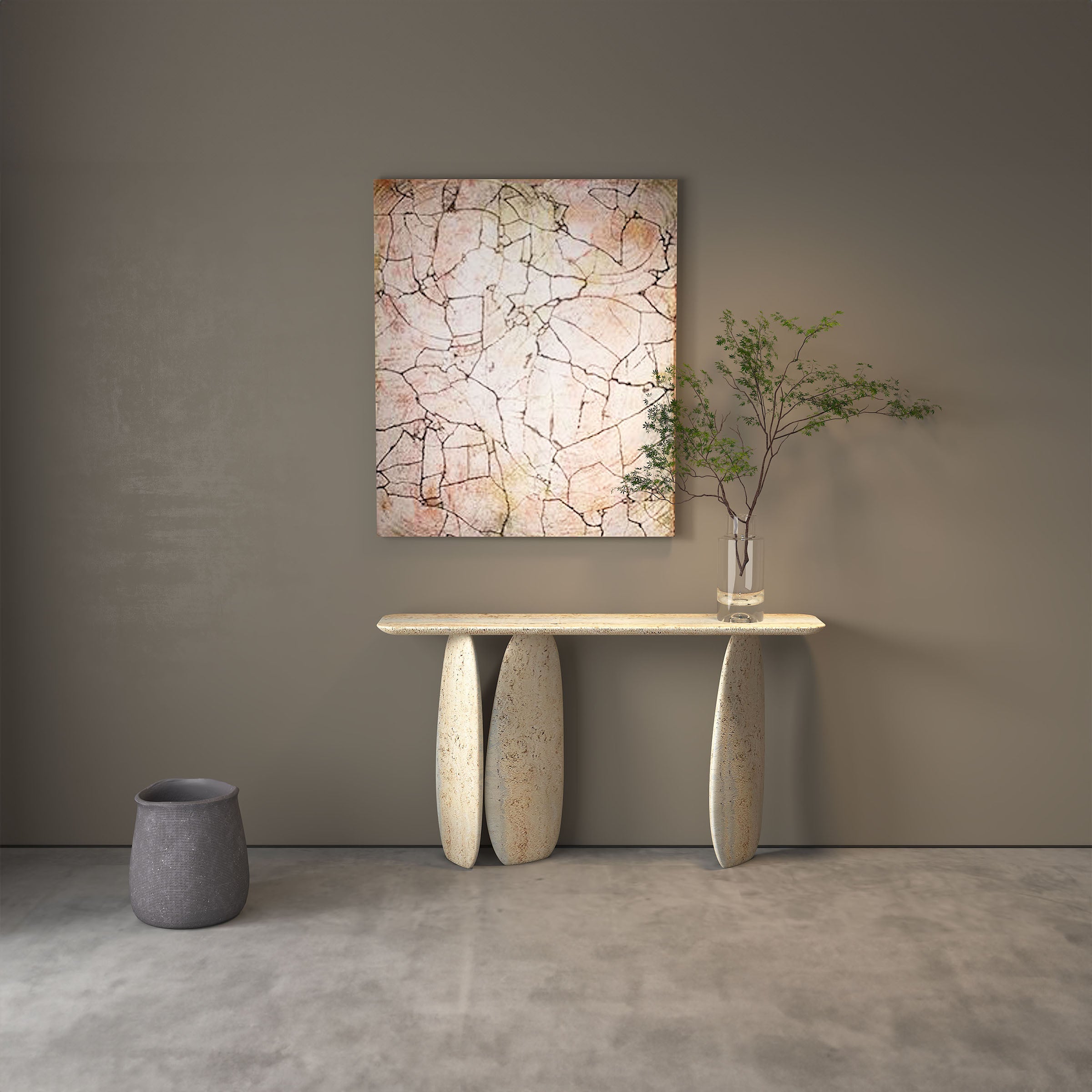As Is - Lisbon Travertine Console Table - 495DTS-160cm - DISPLAY ITEM - ebarza Furniture UAE | Shop Modern Furniture in Abu Dhabi & Dubai - مفروشات ايبازرا في الامارات | تسوق اثاث عصري وديكورات مميزة في دبي وابوظبي