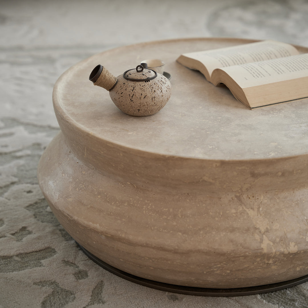 Nimbus Travertine Big Side Table BMCJ-BJ6070-BIG - Coffee tables - ebarza Furniture UAE | Shop Modern Furniture in Abu Dhabi & Dubai - مفروشات ايبازرا في الامارات | تسوق اثاث عصري وديكورات مميزة في دبي وابوظبي