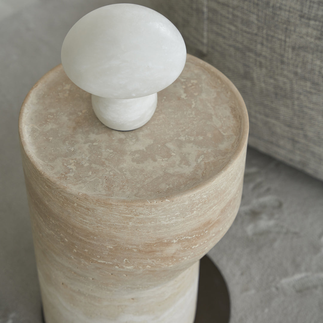 Pre-order 25 Days Delivery Nimbus Travertine Small Side Table BMCJ-BJ6070-SMALL - Side Tables - ebarza Furniture UAE | Shop Modern Furniture in Abu Dhabi & Dubai - مفروشات ايبازرا في الامارات | تسوق اثاث عصري وديكورات مميزة في دبي وابوظبي
