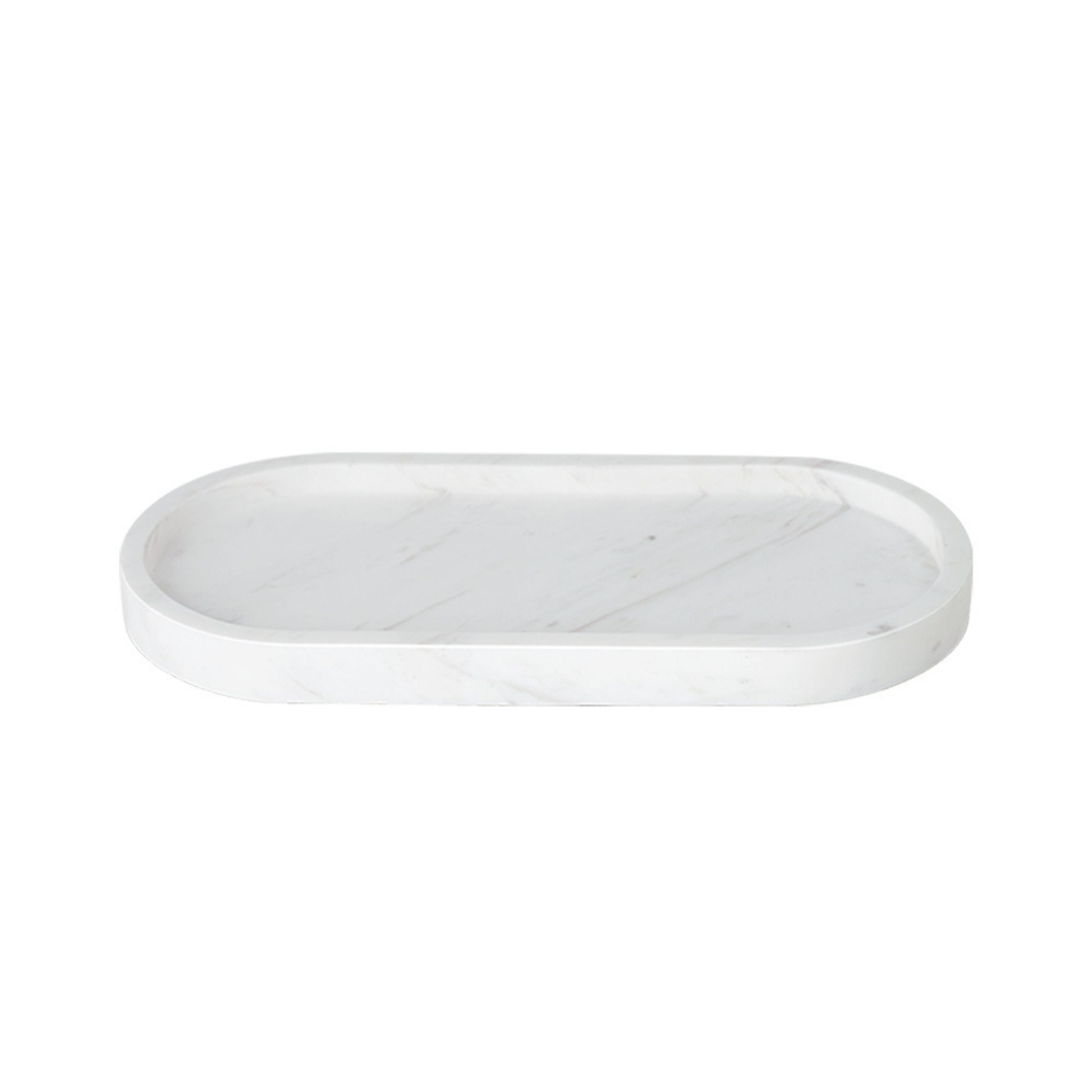 Jazz White Marble Oval Small Tray OHA880 - Trays - ebarza Furniture UAE | Shop Modern Furniture in Abu Dhabi & Dubai - مفروشات ايبازرا في الامارات | تسوق اثاث عصري وديكورات مميزة في دبي وابوظبي
