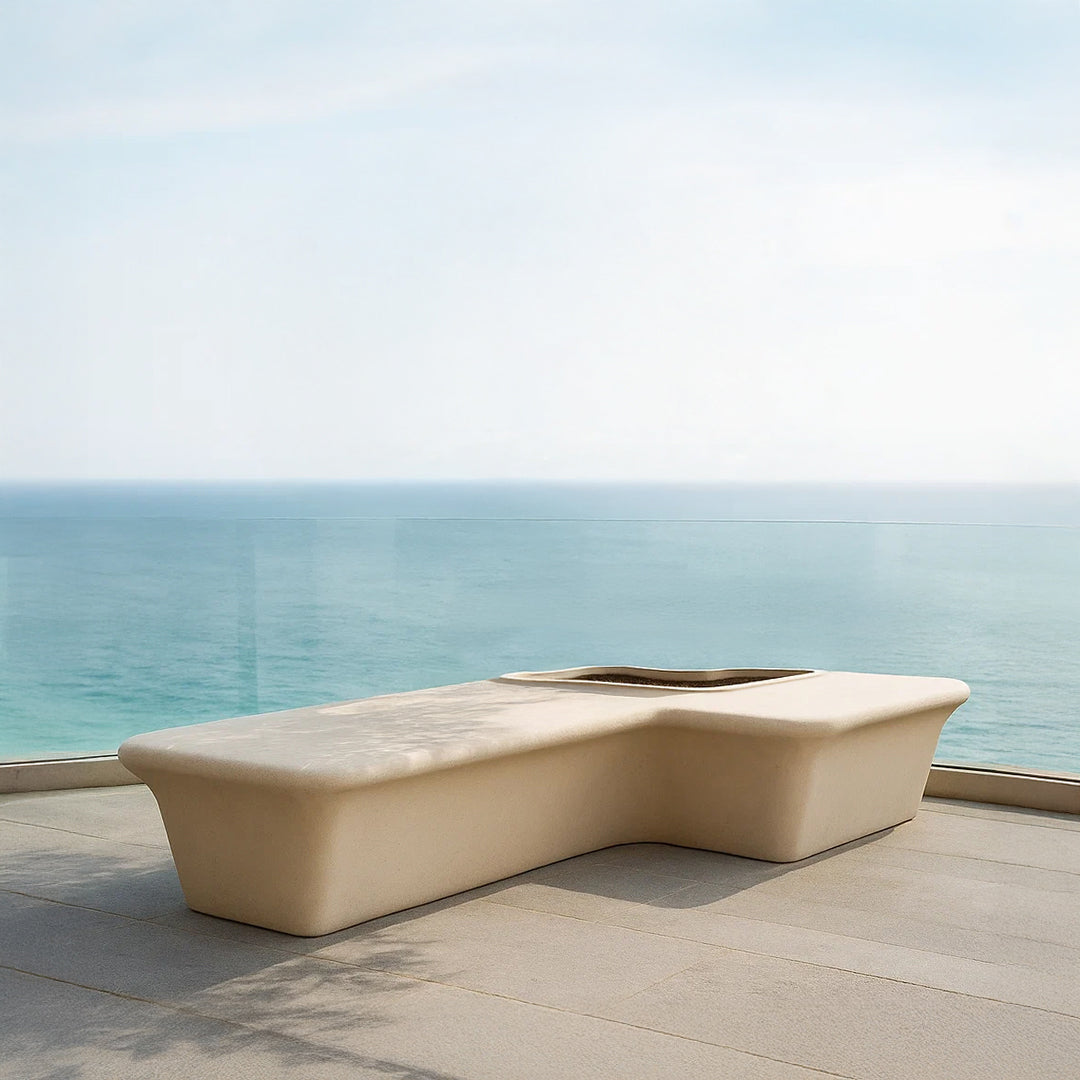 Outdoor/Indoor Beige Planter Box And Bench XK-8172A - Planter Boxes - ebarza Furniture UAE | Shop Modern Furniture in Abu Dhabi & Dubai - مفروشات ايبازرا في الامارات | تسوق اثاث عصري وديكورات مميزة في دبي وابوظبي