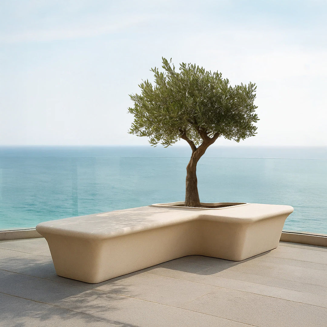 Outdoor/Indoor Beige Planter Box And Bench XK-8172A - Planter Boxes - ebarza Furniture UAE | Shop Modern Furniture in Abu Dhabi & Dubai - مفروشات ايبازرا في الامارات | تسوق اثاث عصري وديكورات مميزة في دبي وابوظبي