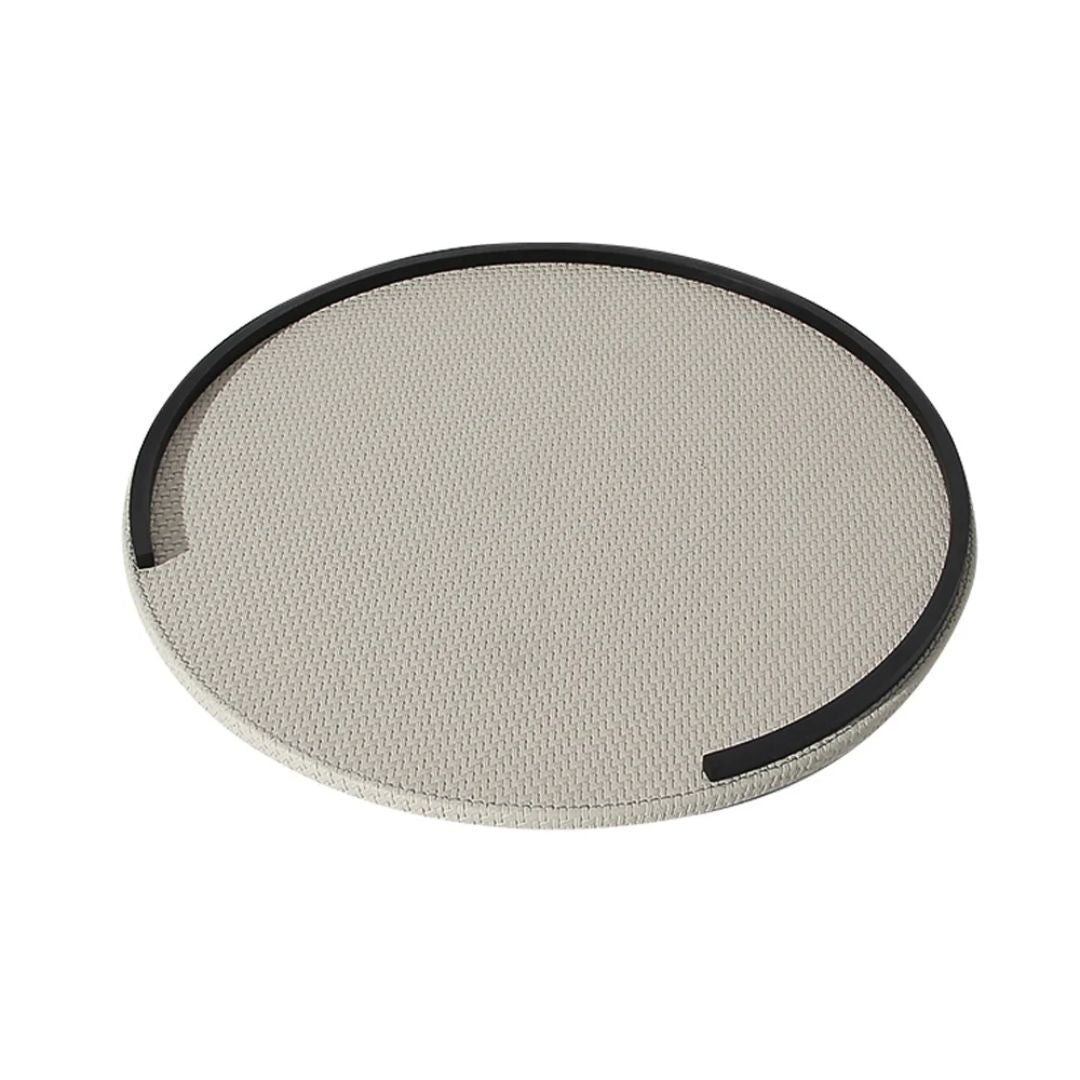 Pale Grey Faux Leather Tray With Black Metal Detail FB-PG2147 - Trays - ebarza Furniture UAE | Shop Modern Furniture in Abu Dhabi & Dubai - مفروشات ايبازرا في الامارات | تسوق اثاث عصري وديكورات مميزة في دبي وابوظبي