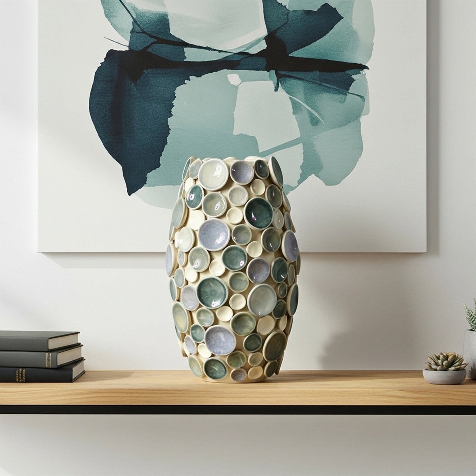 Pre-order 25 Days Delivery Colorful Round Glaze Handmade Ceramic Vase FF-D25180A - Vases - ebarza Furniture UAE | Shop Modern Furniture in Abu Dhabi & Dubai - مفروشات ايبازرا في الامارات | تسوق اثاث عصري وديكورات مميزة في دبي وابوظبي