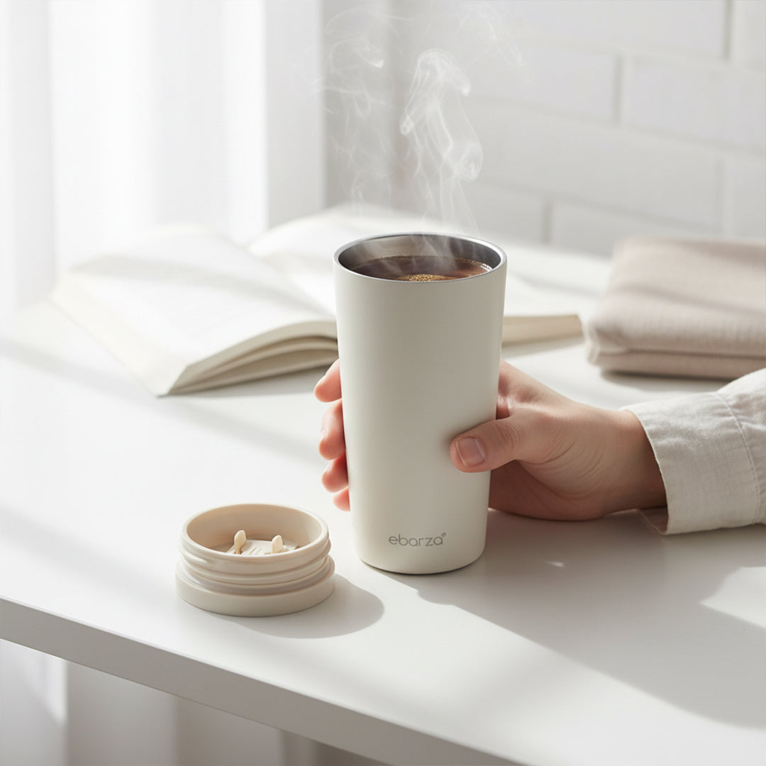 White Dasha 500ml travel mug from BEACON drinkware collection with a sleek, insulated design and secure lid.