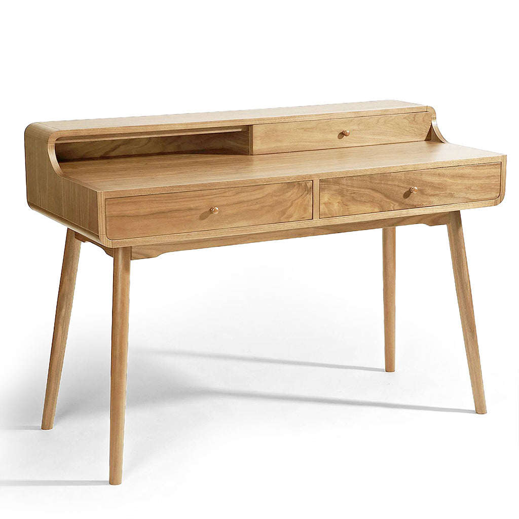 Retro office desk by Beacon, 127 cm with a vintage design, featuring a wooden surface and sturdy metal legs.