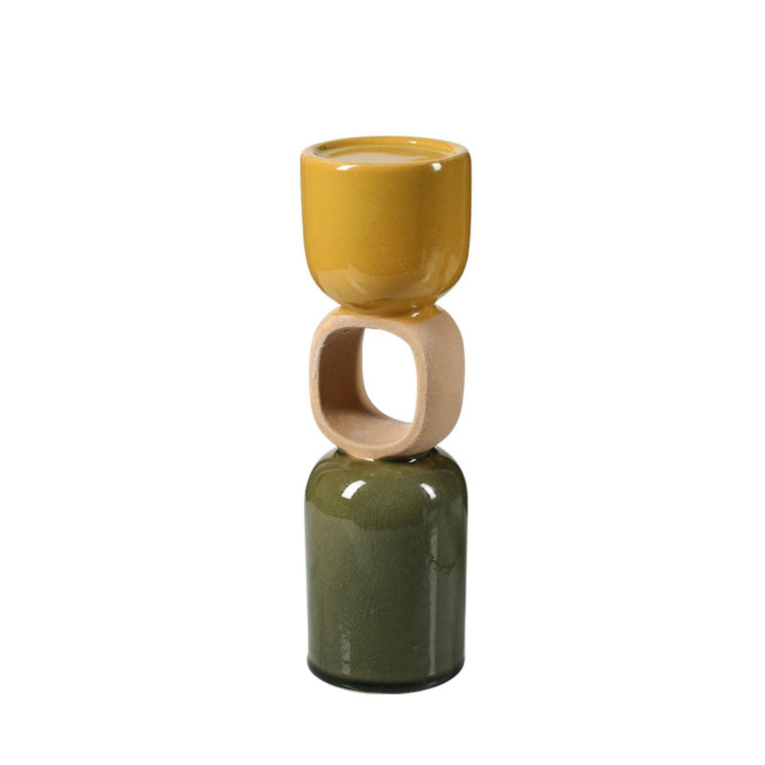 Ceramic ring-shaped candle holder from BEACON, white finish, designed to hold a single pillar or tealight candle.