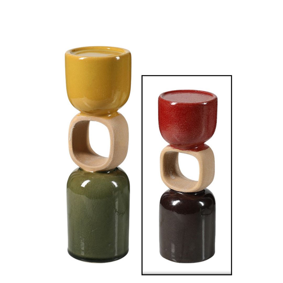 Ceramic ring-shaped candle holder with a smooth finish, designed by BEACON, perfect for decorative candle display.