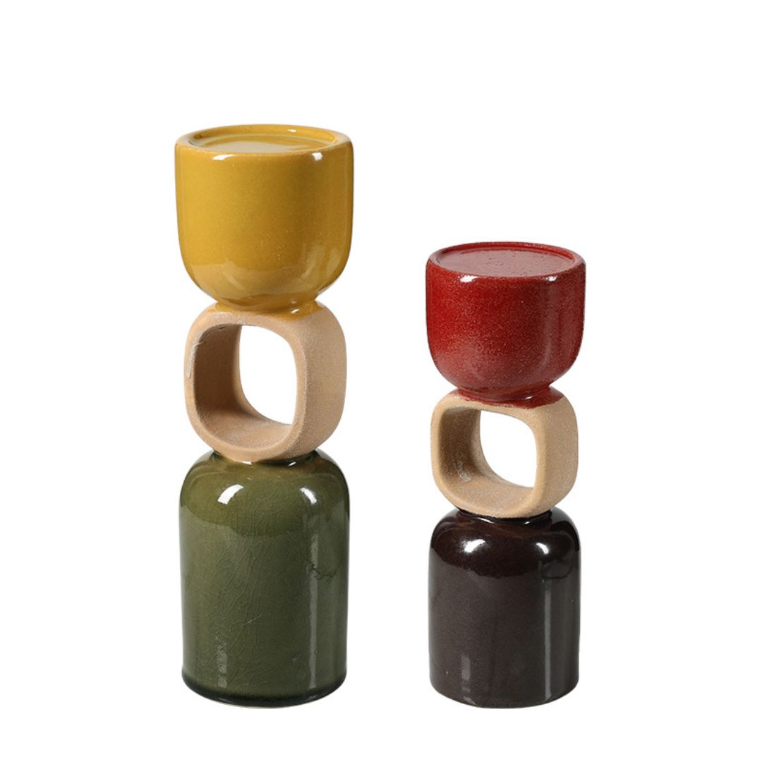 Ceramic ring candle holder by BEACON with a smooth, white finish, designed to hold a small candle securely.