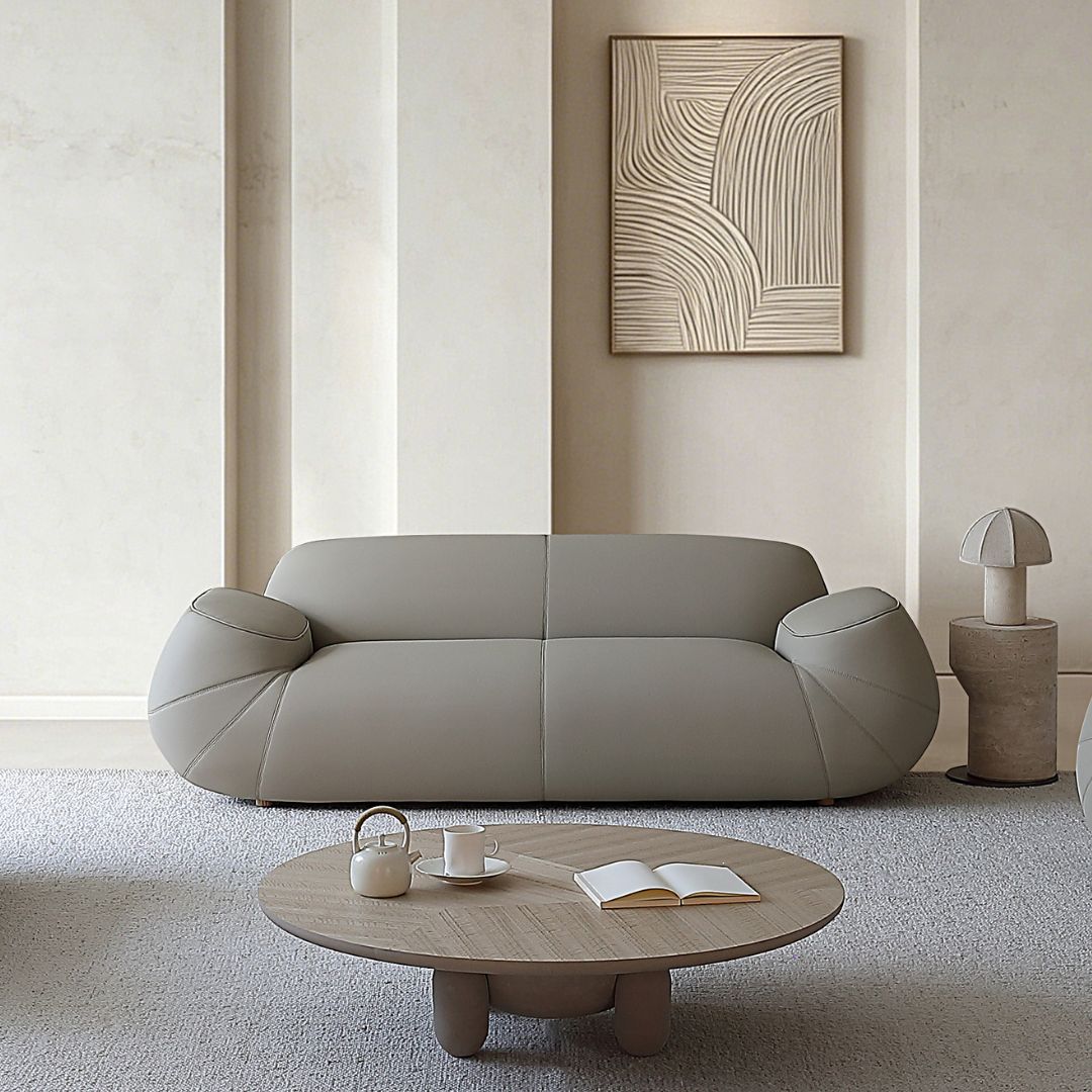 BEACON Rotunda 2-Seater Sofa AMCJ-S6102 in neutral fabric with plush cushions and modern design, perfect for living rooms.