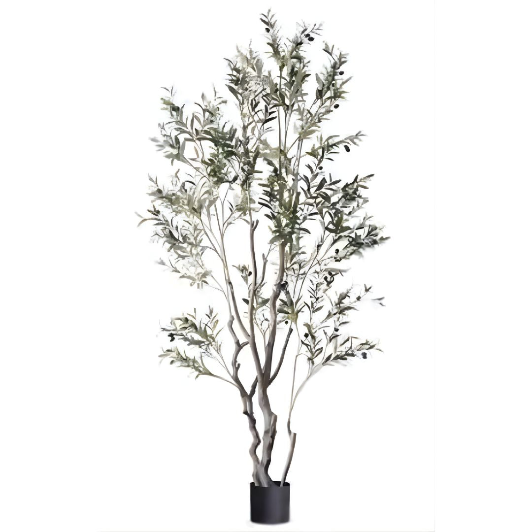 Artificial olive tree, 210cm tall, from BEACON, with lush green leaves and realistic branches for indoor or outdoor decor.