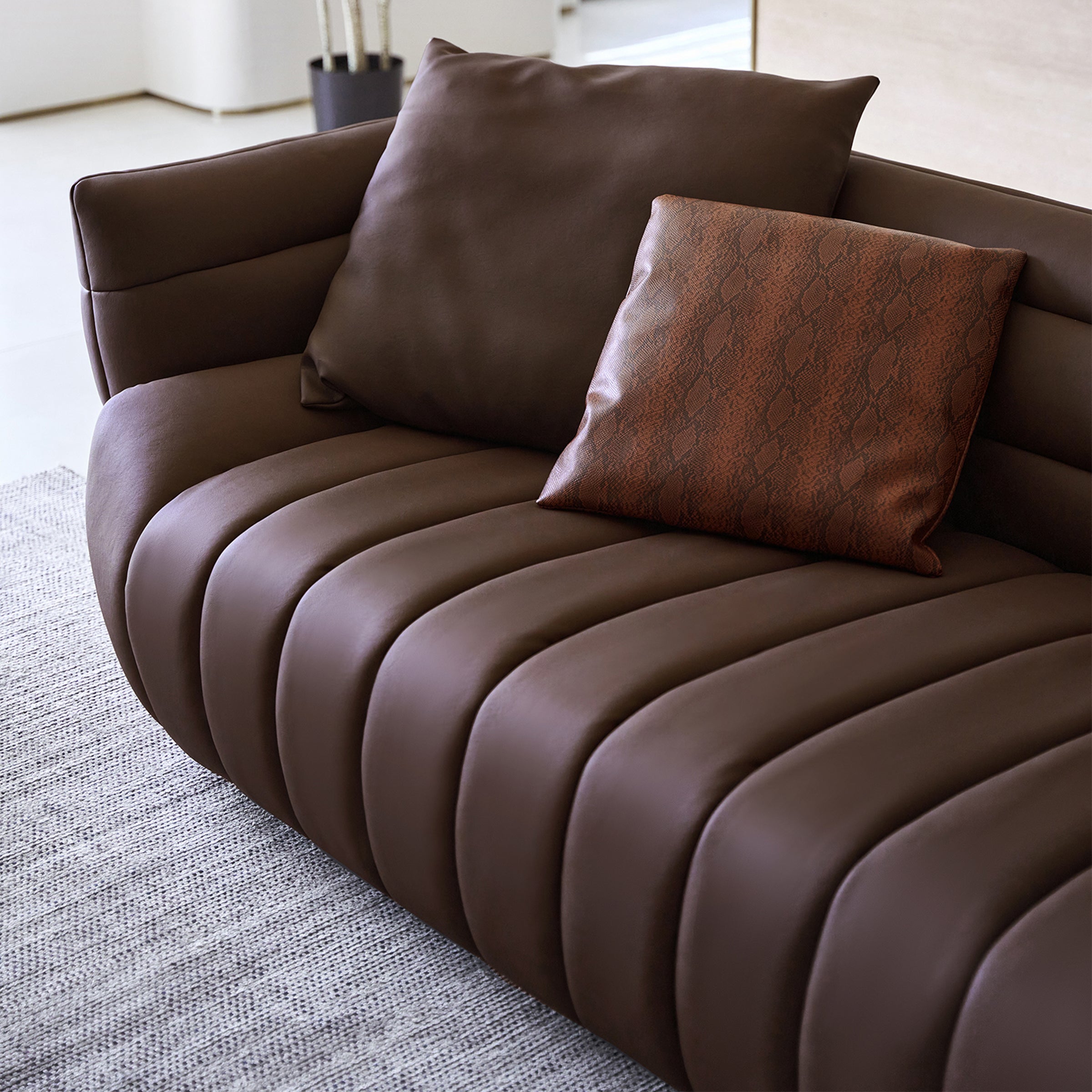 Pre Order 90 Days Delivery Desert Brown leather Sofa AMBO- S8032 -  Sofas | أمبو صوفا - ebarza Furniture UAE | Shop Modern Furniture in Abu Dhabi & Dubai - مفروشات ايبازرا في الامارات | تسوق اثاث عصري وديكورات مميزة في دبي وابوظبي
