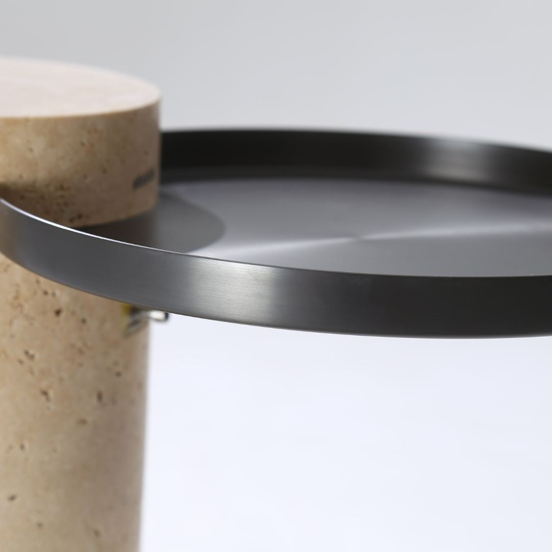 Solid Travatine Side Table ST8699-32-NEW - Side Tables - ebarza Furniture UAE | Shop Modern Furniture in Abu Dhabi & Dubai - مفروشات ايبازرا في الامارات | تسوق اثاث عصري وديكورات مميزة في دبي وابوظبي