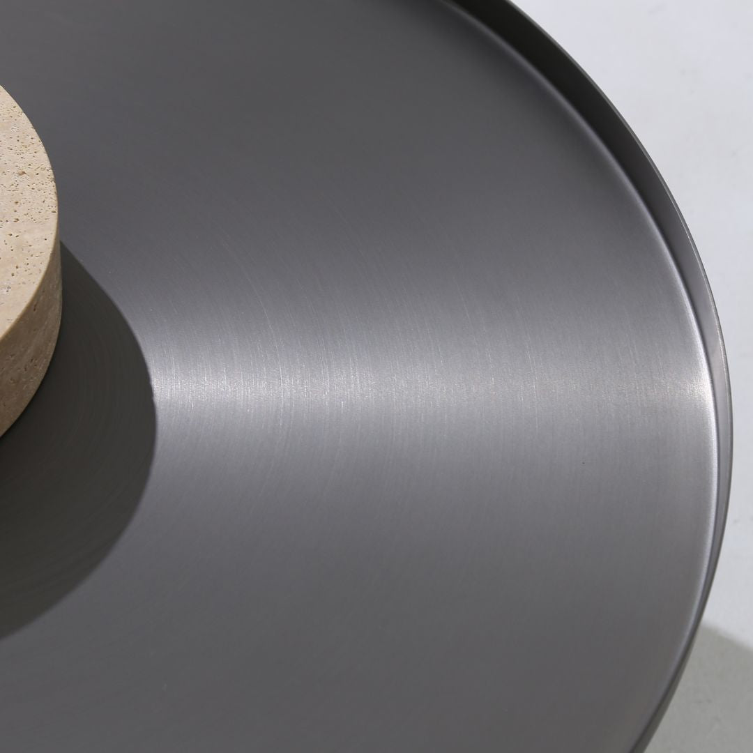 Solid Travatine Side Table ST8699-70-NEW - Side Tables - ebarza Furniture UAE | Shop Modern Furniture in Abu Dhabi & Dubai - مفروشات ايبازرا في الامارات | تسوق اثاث عصري وديكورات مميزة في دبي وابوظبي