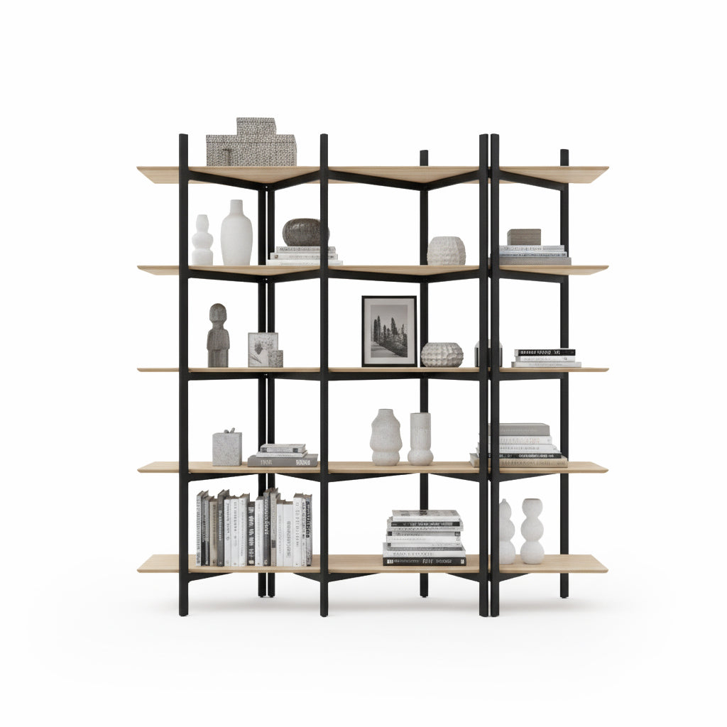 Solid Wood 5 Levels Shelf Sp17359Xl-N - Shelves - ebarza Furniture UAE | Shop Modern Furniture in Abu Dhabi & Dubai - مفروشات ايبازرا في الامارات | تسوق اثاث عصري وديكورات مميزة في دبي وابوظبي
