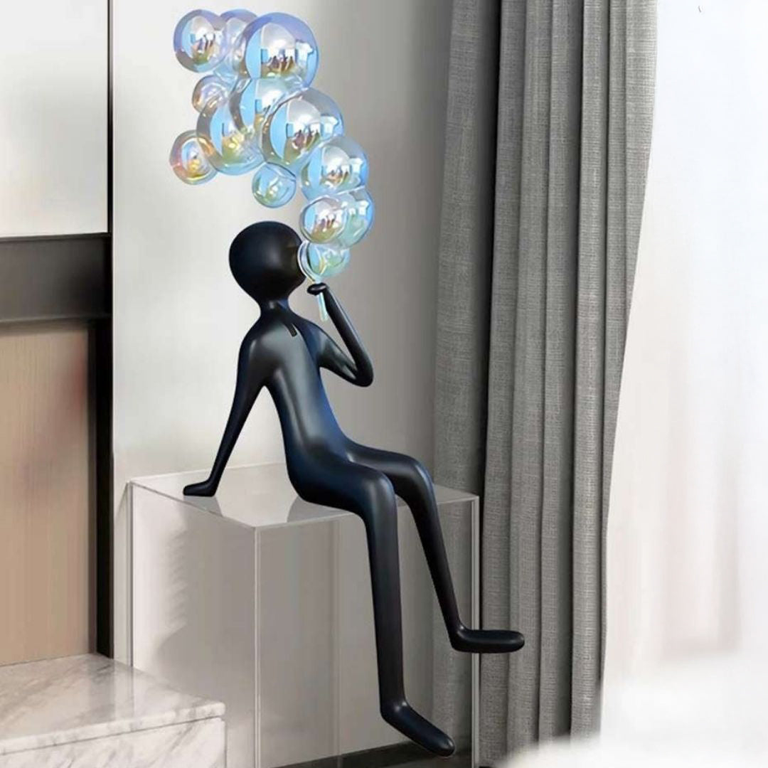 Shiny space grey fiberglass sculpture artwork by BEACON, model F9122, with smooth glossy finish and abstract form.