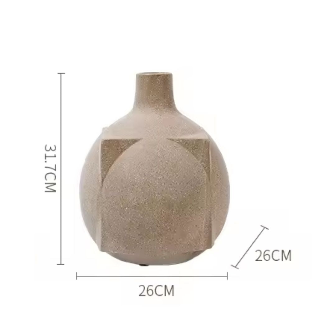 Square Ball Vase Brown FD-D23025B - Vases - ebarza Furniture UAE | Shop Modern Furniture in Abu Dhabi & Dubai - مفروشات ايبازرا في الامارات | تسوق اثاث عصري وديكورات مميزة في دبي وابوظبي