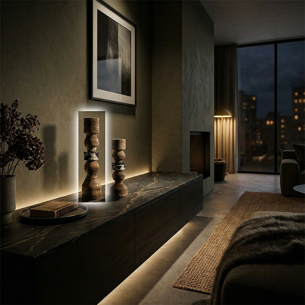 Gray marble stone string candle holder by BEACON, featuring a sleek, modern design for decorative candle display.