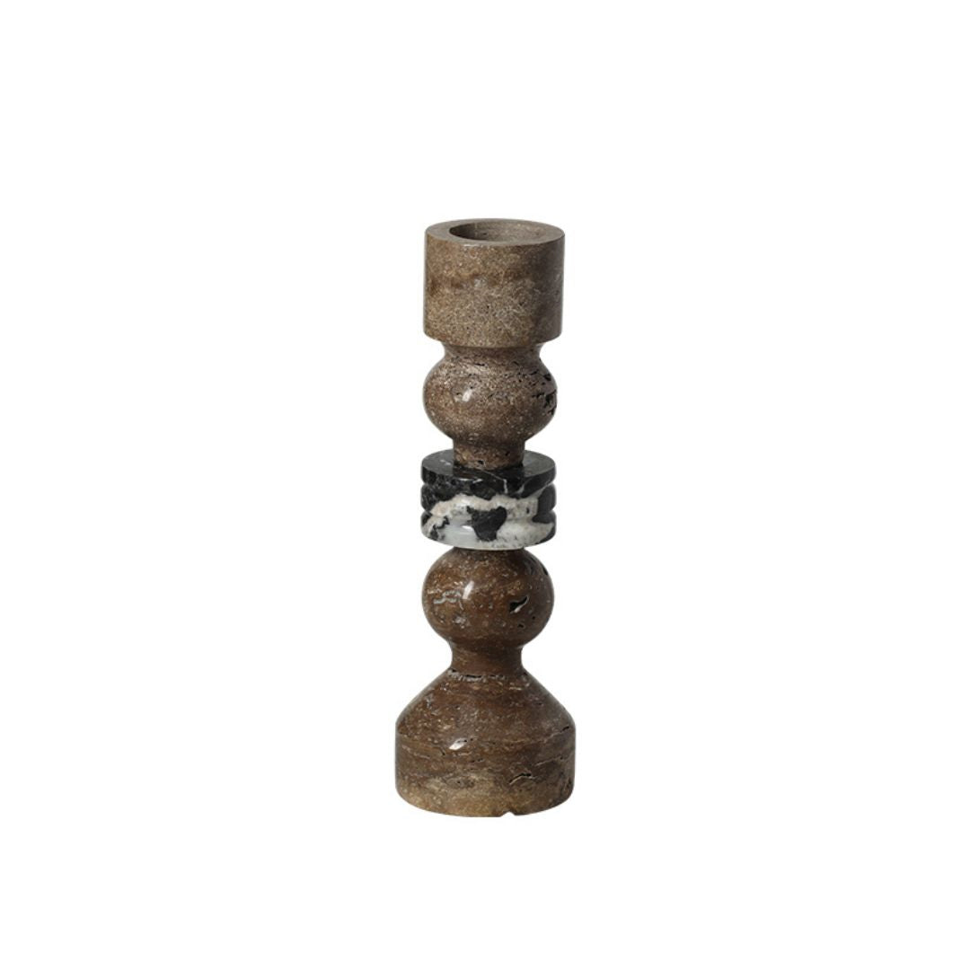 Gray marble stone string candlestick holder by BEACON, featuring a sleek, modern design for holding candles.