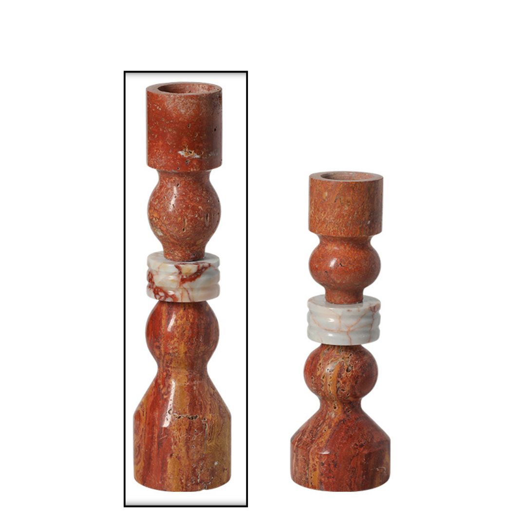 Red marble stone string candle holder by BEACON, featuring a sleek, modern design with a cylindrical shape and textured finish.
