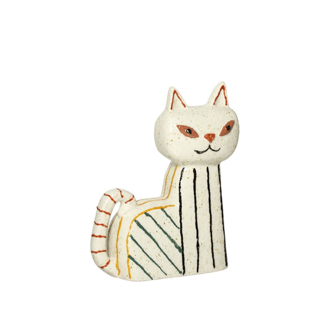 Pre-order 45 Days Delivery Striped Hand-Painted Ceramic Sand Cat-C FF-D25092C - Home Decor Figurines - ebarza Furniture UAE | Shop Modern Furniture in Abu Dhabi & Dubai - مفروشات ايبازرا في الامارات | تسوق اثاث عصري وديكورات مميزة في دبي وابوظبي