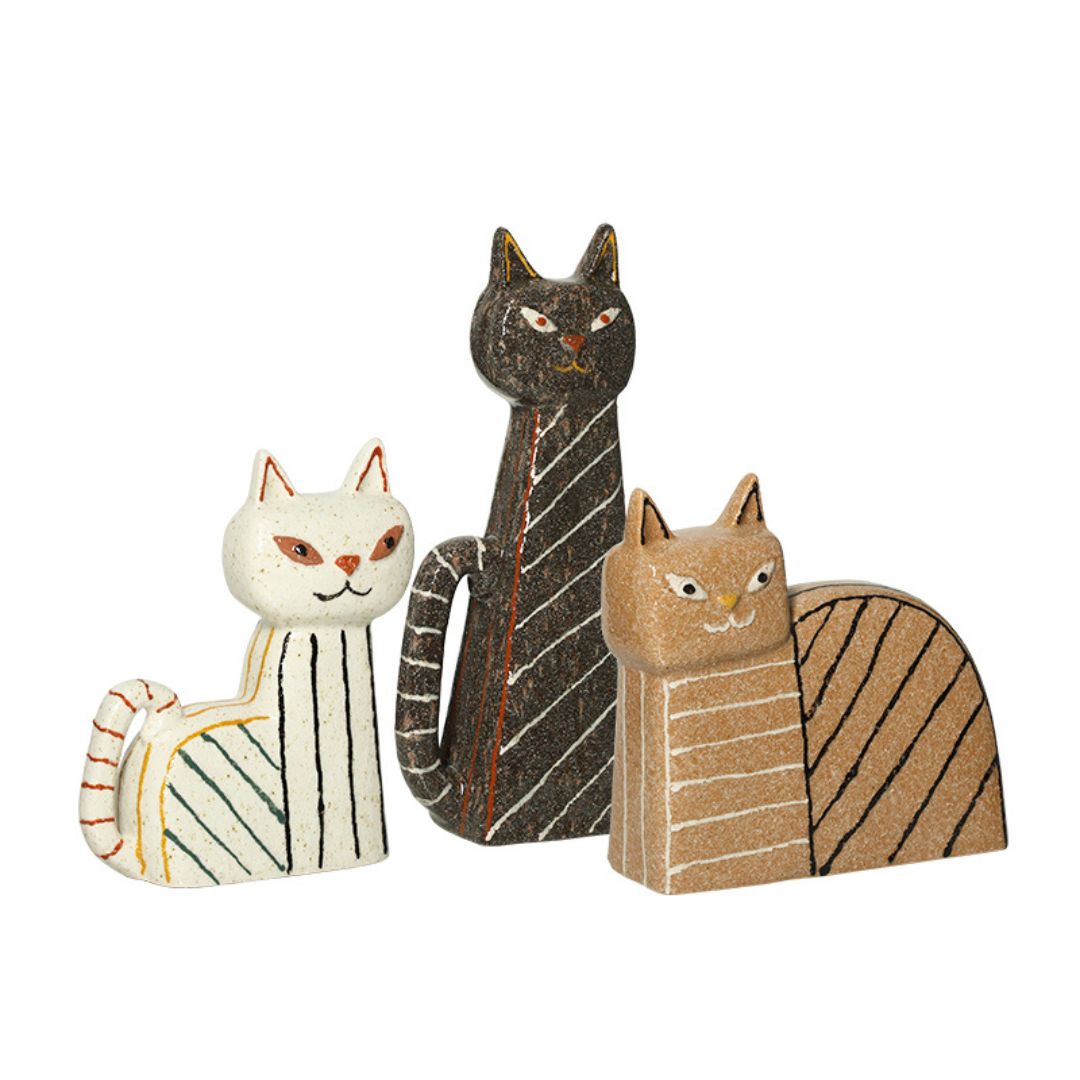 Pre-order 45 Days Delivery Striped Hand-Painted Ceramic Sand Cat-C FF-D25092C - Home Decor Figurines - ebarza Furniture UAE | Shop Modern Furniture in Abu Dhabi & Dubai - مفروشات ايبازرا في الامارات | تسوق اثاث عصري وديكورات مميزة في دبي وابوظبي