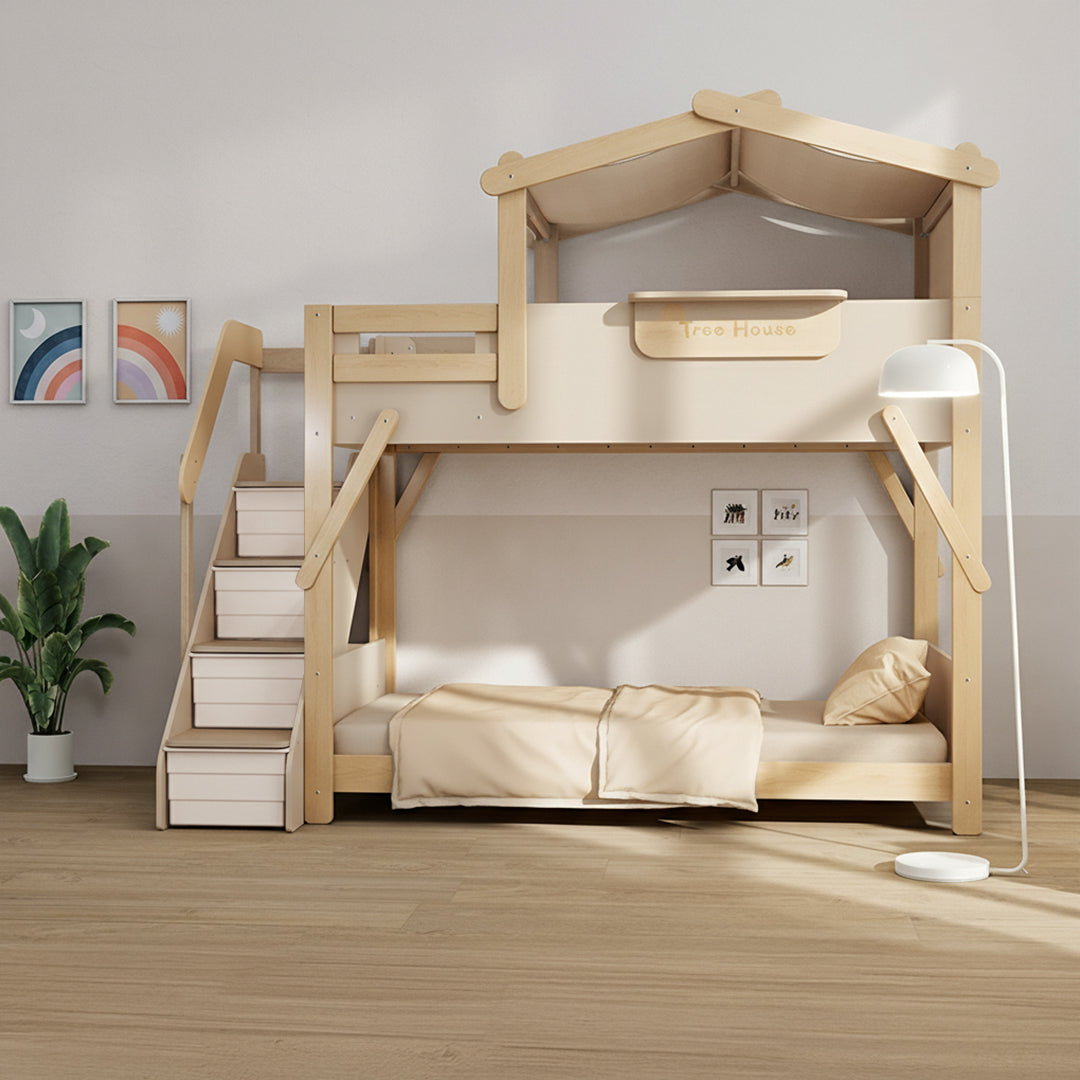 The King Tree House Double Kids Bed (mattress size 203x107x18cm) BK-PSPMATC/20310718 - BK-THKSLB/TEBH - BA-KSBRF/BH - BA-KSBCK/BH - BK-NESSV24/TEBH - BKT-KSBTC/WG - Kids Beds - ebarza Furniture UAE | Shop Modern Furniture in Abu Dhabi & Dubai - مفروشات ايبازرا في الامارات | تسوق اثاث عصري وديكورات مميزة في دبي وابوظبي