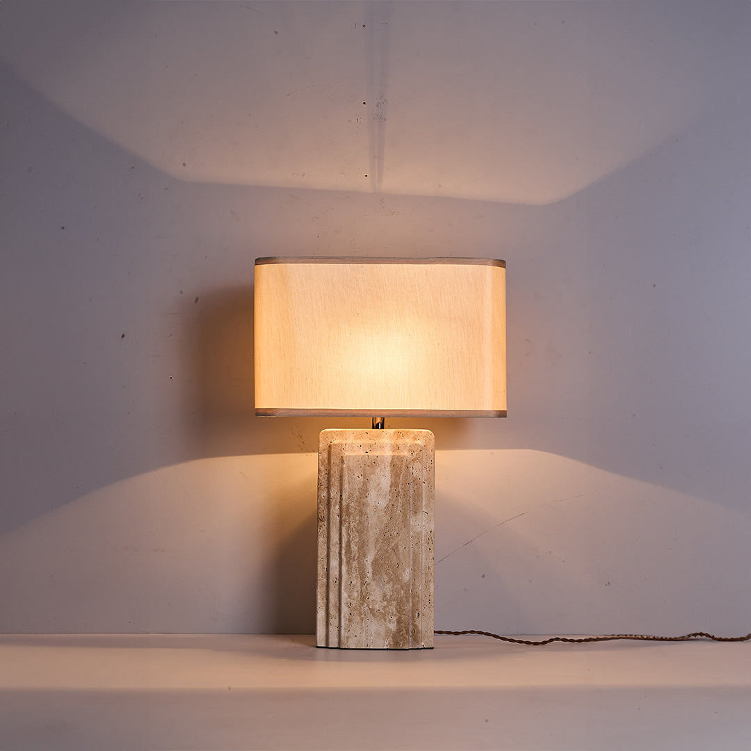 Travertine White Shade Table Lamp JA050 - Desk\table Lamps - ebarza Furniture UAE | Shop Modern Furniture in Abu Dhabi & Dubai - مفروشات ايبازرا في الامارات | تسوق اثاث عصري وديكورات مميزة في دبي وابوظبي