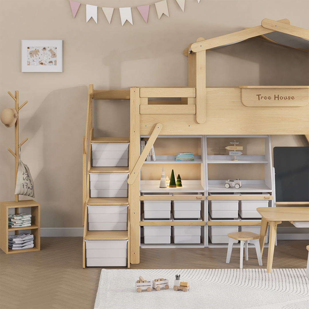 The King Tree House Double Kids Bed (mattress size 203x107x18cm) BK-PSPMATC/20310718 - BK-THKSLB/TEBH - BA-KSBRF/BH - BA-KSBCK/BH - BK-NESSV24/TEBH - BKT-KSBTC/WG - Kids Beds - ebarza Furniture UAE | Shop Modern Furniture in Abu Dhabi & Dubai - مفروشات ايبازرا في الامارات | تسوق اثاث عصري وديكورات مميزة في دبي وابوظبي