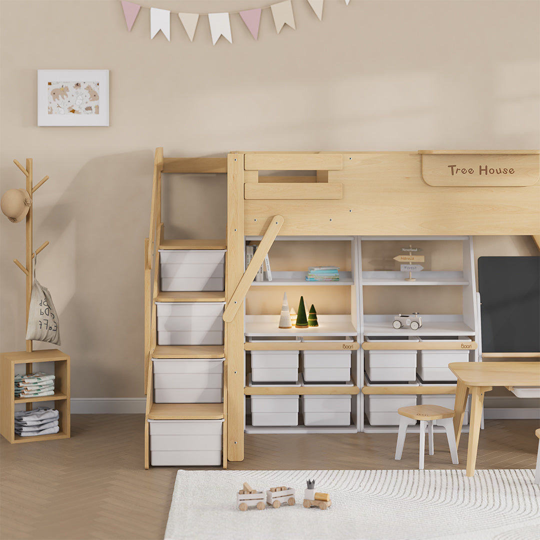 The King Tree House Double Kids Bed (mattress size 203x107x18cm) BK-PSPMATC/20310718 - BK-THKSLB/TEBH - BA-KSBRF/BH - BA-KSBCK/BH - BK-NESSV24/TEBH - BKT-KSBTC/WG - Kids Beds - ebarza Furniture UAE | Shop Modern Furniture in Abu Dhabi & Dubai - مفروشات ايبازرا في الامارات | تسوق اثاث عصري وديكورات مميزة في دبي وابوظبي