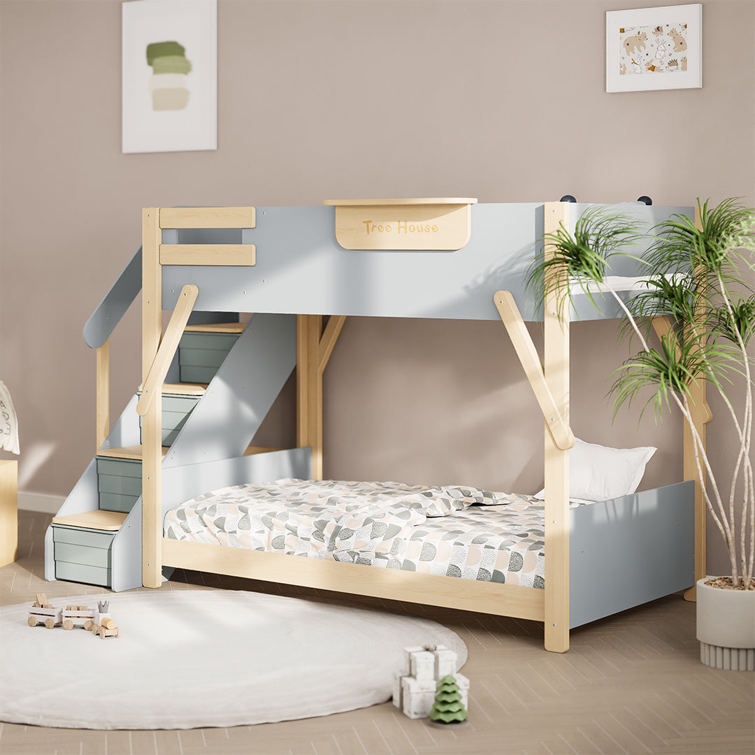 The King Tree House Double Kids Bed (mattress size 203x107x18cm) BK-PSPMATC/20310718 - BK-THKSLB/TEBH - BA-KSBRF/BH - BA-KSBCK/BH - BK-NESSV24/TEBH - BKT-KSBTC/WG - Kids Beds - ebarza Furniture UAE | Shop Modern Furniture in Abu Dhabi & Dubai - مفروشات ايبازرا في الامارات | تسوق اثاث عصري وديكورات مميزة في دبي وابوظبي
