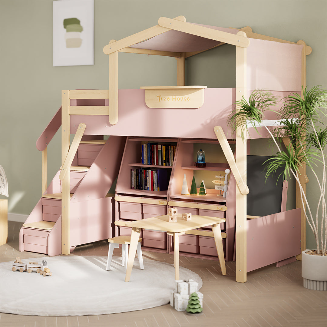 The King Tree House Double Kids Bed (mattress size 203x107x18cm) BK-PSPMATC/20310718 - BK-THKSLB/TEBH - BA-KSBRF/BH - BA-KSBCK/BH - BK-NESSV24/TEBH - BKT-KSBTC/WG - Kids Beds - ebarza Furniture UAE | Shop Modern Furniture in Abu Dhabi & Dubai - مفروشات ايبازرا في الامارات | تسوق اثاث عصري وديكورات مميزة في دبي وابوظبي