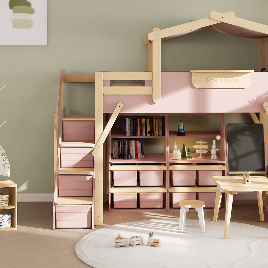 The King Tree House Double Kids Bed (mattress size 203x107x18cm) BK-PSPMATC/20310718 - BK-THKSLB/TEBH - BA-KSBRF/BH - BA-KSBCK/BH - BK-NESSV24/TEBH - BKT-KSBTC/WG - Kids Beds - ebarza Furniture UAE | Shop Modern Furniture in Abu Dhabi & Dubai - مفروشات ايبازرا في الامارات | تسوق اثاث عصري وديكورات مميزة في دبي وابوظبي