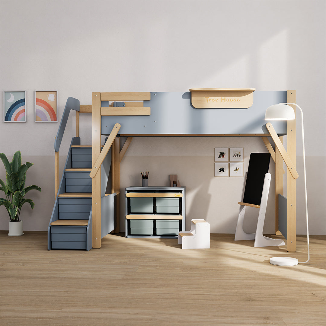 The King Tree House Double Kids Bed (mattress size 203x107x18cm) BK-PSPMATC/20310718 - BK-THKSLB/TEBH - BA-KSBRF/BH - BA-KSBCK/BH - BK-NESSV24/TEBH - BKT-KSBTC/WG - Kids Beds - ebarza Furniture UAE | Shop Modern Furniture in Abu Dhabi & Dubai - مفروشات ايبازرا في الامارات | تسوق اثاث عصري وديكورات مميزة في دبي وابوظبي