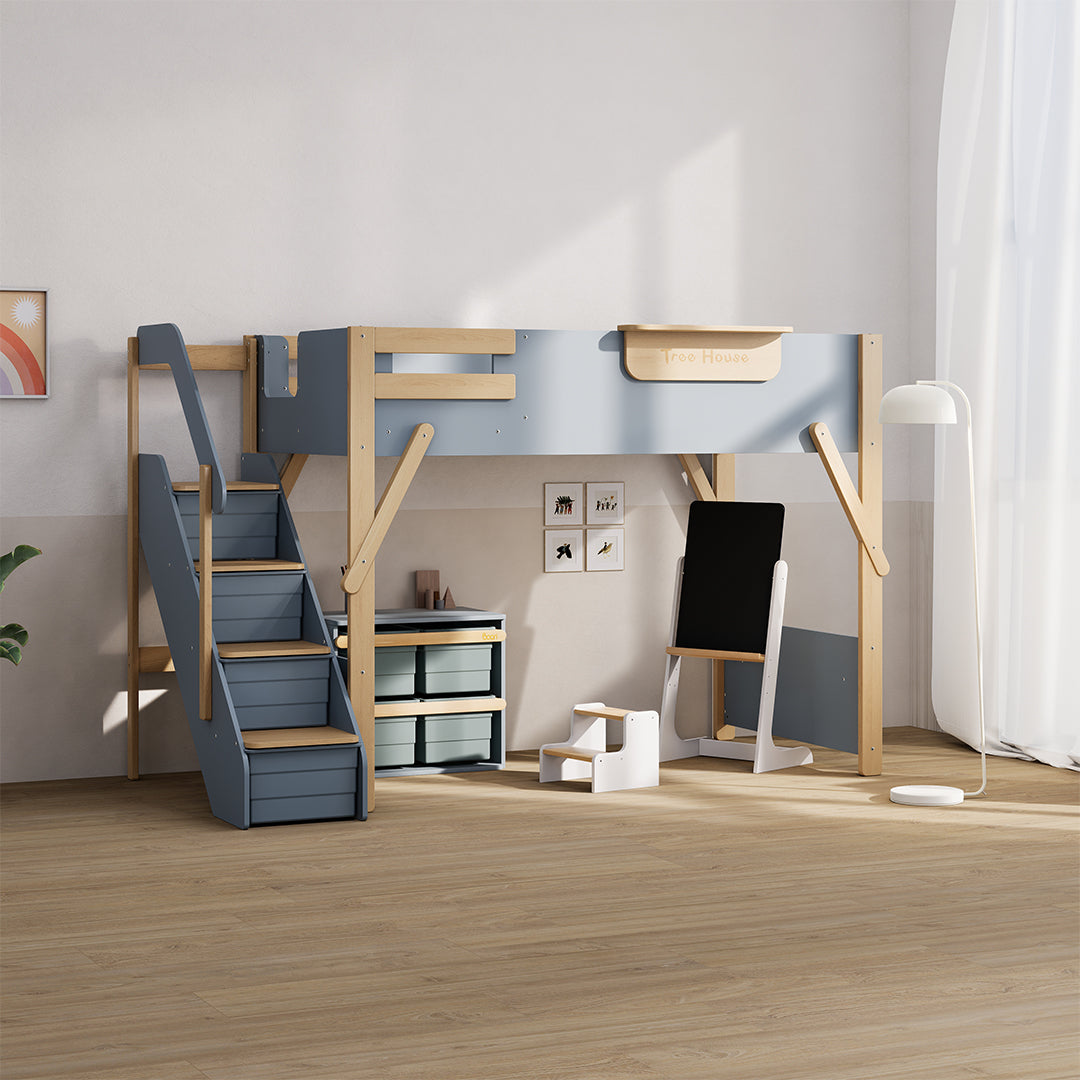 The King Tree House Double Kids Bed (mattress size 203x107x18cm) BK-PSPMATC/20310718 - BK-THKSLB/TEBH - BA-KSBRF/BH - BA-KSBCK/BH - BK-NESSV24/TEBH - BKT-KSBTC/WG - Kids Beds - ebarza Furniture UAE | Shop Modern Furniture in Abu Dhabi & Dubai - مفروشات ايبازرا في الامارات | تسوق اثاث عصري وديكورات مميزة في دبي وابوظبي