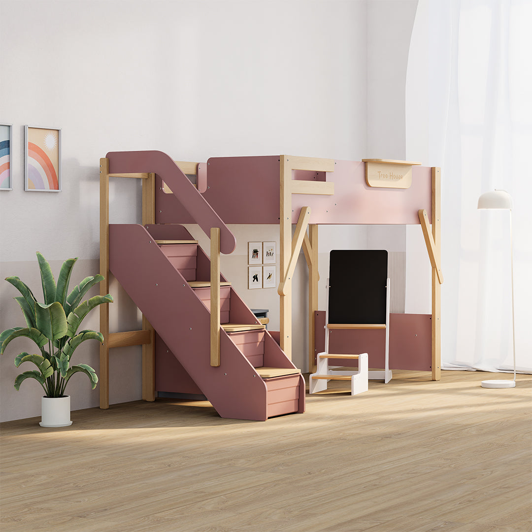 The King Tree House Double Kids Bed (mattress size 203x107x18cm) BK-PSPMATC/20310718 - BK-THKSLB/TEBH - BA-KSBRF/BH - BA-KSBCK/BH - BK-NESSV24/TEBH - BKT-KSBTC/WG - Kids Beds - ebarza Furniture UAE | Shop Modern Furniture in Abu Dhabi & Dubai - مفروشات ايبازرا في الامارات | تسوق اثاث عصري وديكورات مميزة في دبي وابوظبي