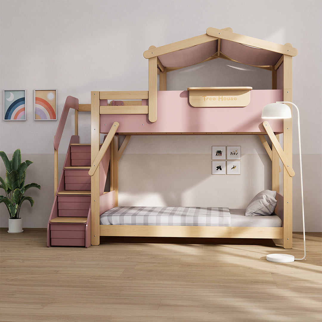 The King Tree House Double Kids Bed (mattress size 203x107x18cm) BK-PSPMATC/20310718 - BK-THKSLB/TEBH - BA-KSBRF/BH - BA-KSBCK/BH - BK-NESSV24/TEBH - BKT-KSBTC/WG - Kids Beds - ebarza Furniture UAE | Shop Modern Furniture in Abu Dhabi & Dubai - مفروشات ايبازرا في الامارات | تسوق اثاث عصري وديكورات مميزة في دبي وابوظبي