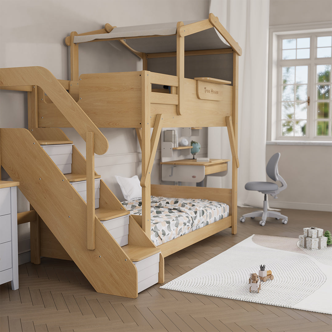 The King Tree House Double Kids Bed (mattress size 203x107x18cm) BK-PSPMATC/20310718 - BK-THKSLB/TEBH - BA-KSBRF/BH - BA-KSBCK/BH - BK-NESSV24/TEBH - BKT-KSBTC/WG - Kids Beds - ebarza Furniture UAE | Shop Modern Furniture in Abu Dhabi & Dubai - مفروشات ايبازرا في الامارات | تسوق اثاث عصري وديكورات مميزة في دبي وابوظبي