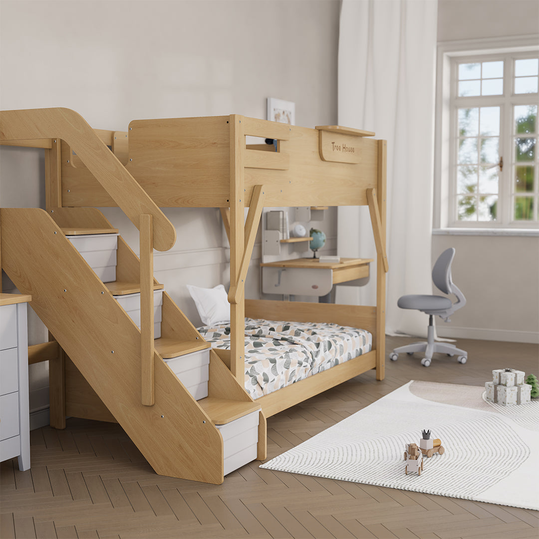 The King Tree House Double Kids Bed (mattress size 203x107x18cm) BK-PSPMATC/20310718 - BK-THKSLB/TEBH - BA-KSBRF/BH - BA-KSBCK/BH - BK-NESSV24/TEBH - BKT-KSBTC/WG - Kids Beds - ebarza Furniture UAE | Shop Modern Furniture in Abu Dhabi & Dubai - مفروشات ايبازرا في الامارات | تسوق اثاث عصري وديكورات مميزة في دبي وابوظبي