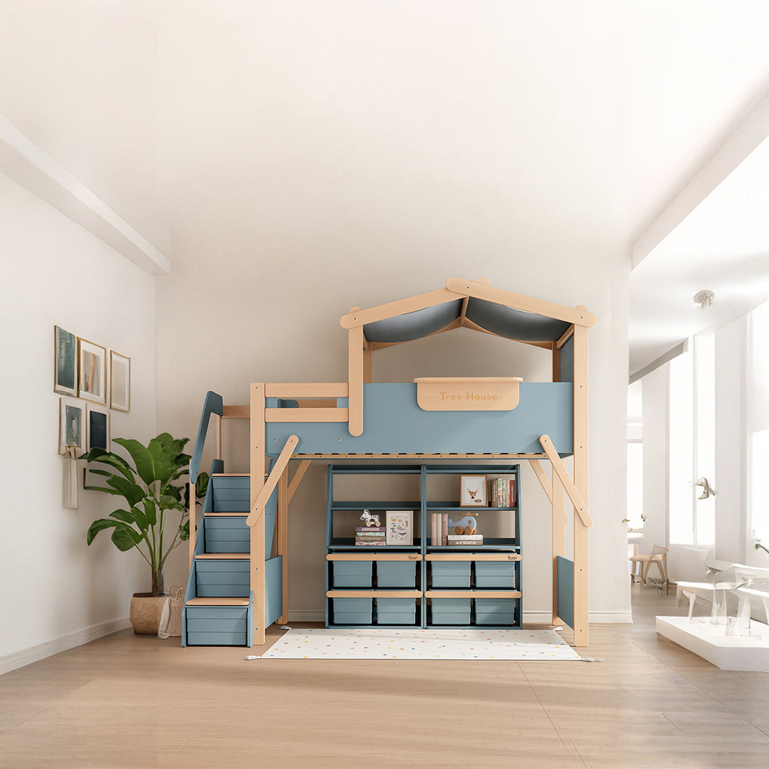 The King Tree House Double Kids Bed (mattress size 203x107x18cm) BK-PSPMATC/20310718 - BK-THKSLB/TEBH - BA-KSBRF/BH - BA-KSBCK/BH - BK-NESSV24/TEBH - BKT-KSBTC/WG - Kids Beds - ebarza Furniture UAE | Shop Modern Furniture in Abu Dhabi & Dubai - مفروشات ايبازرا في الامارات | تسوق اثاث عصري وديكورات مميزة في دبي وابوظبي