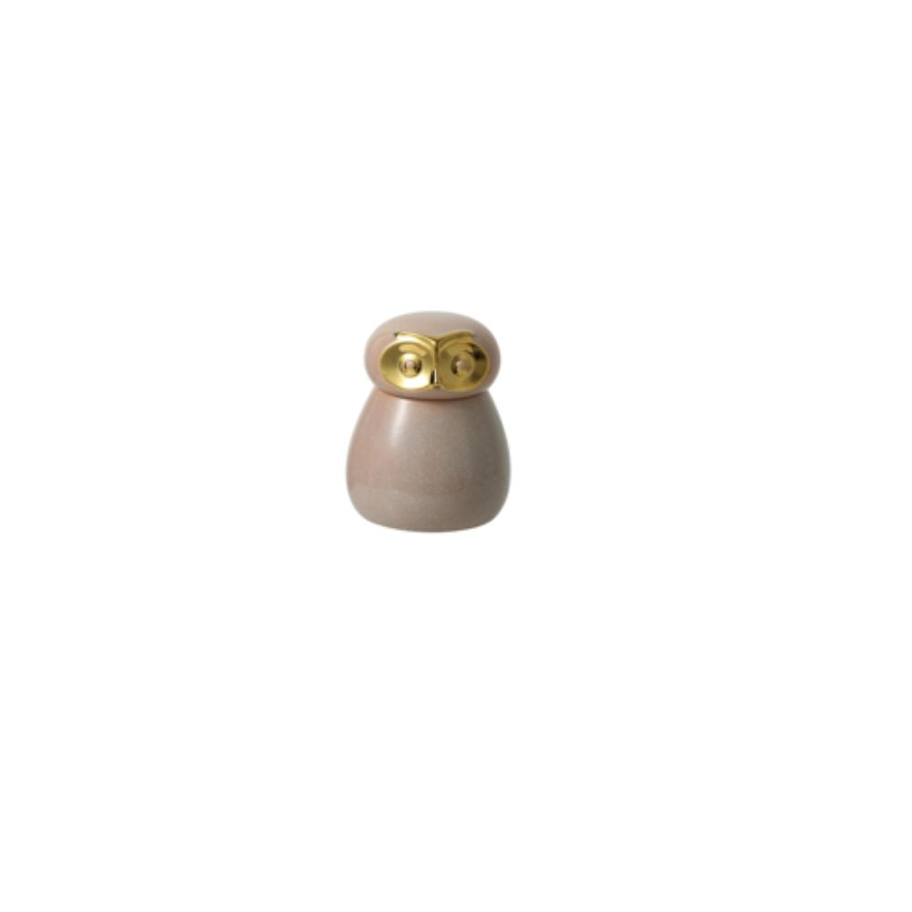 Beacon Owl Ceramic Vase, beige owl-shaped jar with detailed features, ideal for home decor or flower arrangements.