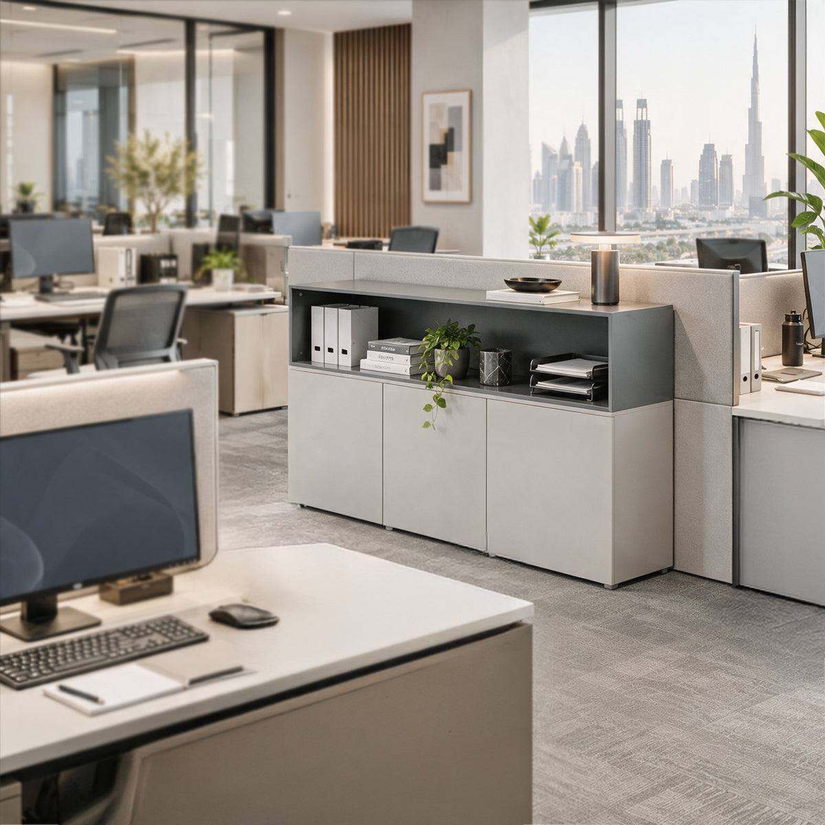 BEACON WZDDG VIPO-713 office cabinet with multiple storage compartments and sleek finish, ideal for professional office spaces.