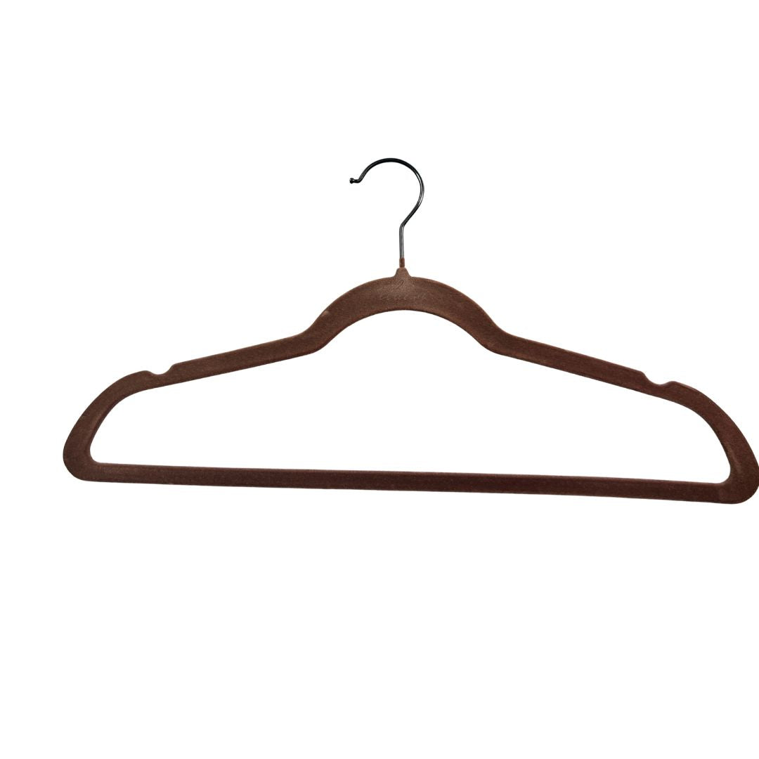 Pre-order 75 Days Delivery Set of 5 Velvet Plastic Hanger - LVPH01 - Dark Brown